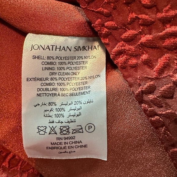 Jonathan Simkhai Arya Peplum Blouse Long Sleeve Top Size 0 Brick - Picture 5 of 11